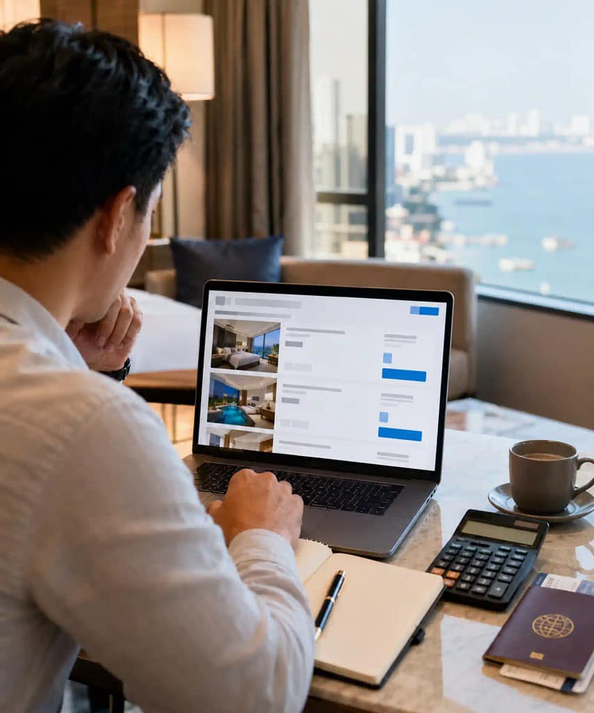 Amari Pattaya: Is This 5-Star Hotel Worth the Money? 11 Comparing Amari Pattaya Room Prices, Traveller comparing luxury Pattaya hotel room options on a laptop
