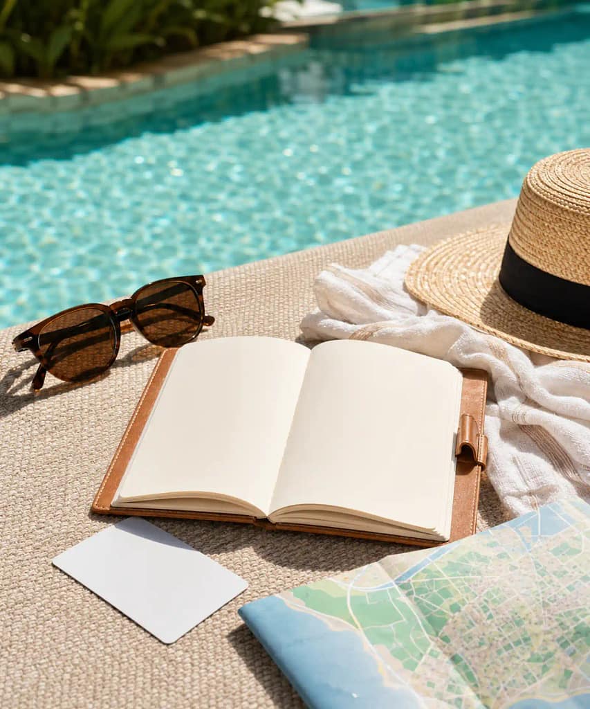 Amari Pattaya: Is This 5-Star Hotel Worth the Money? 13 Planning an Amari Pattaya Stay. Holiday planner, sunglasses and map beside a Pattaya resort pool