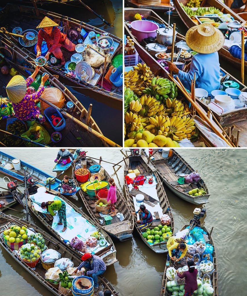 Pattaya Floating Market Review: Tourist Trap or Cultural Gem? 6 Travellers taking a traditional rowing boat through the market canals