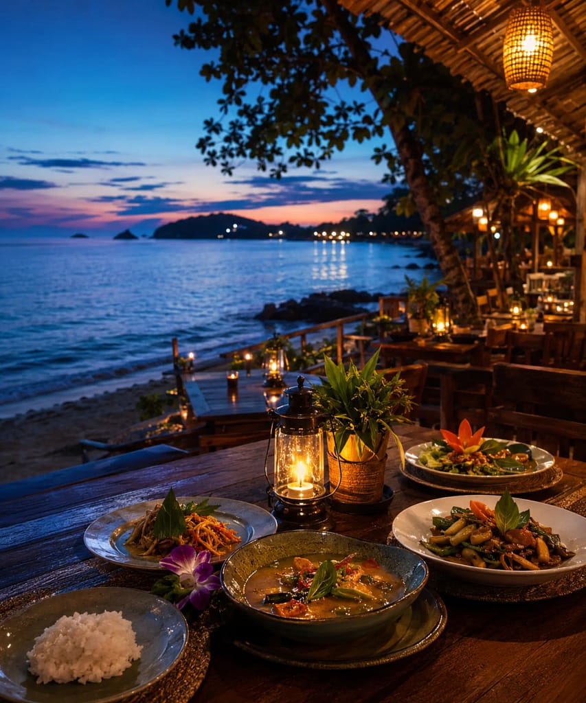 Hotel and Beach Bungalow at Lanta Resort Review 8 koh-lanta-beachfront-dining