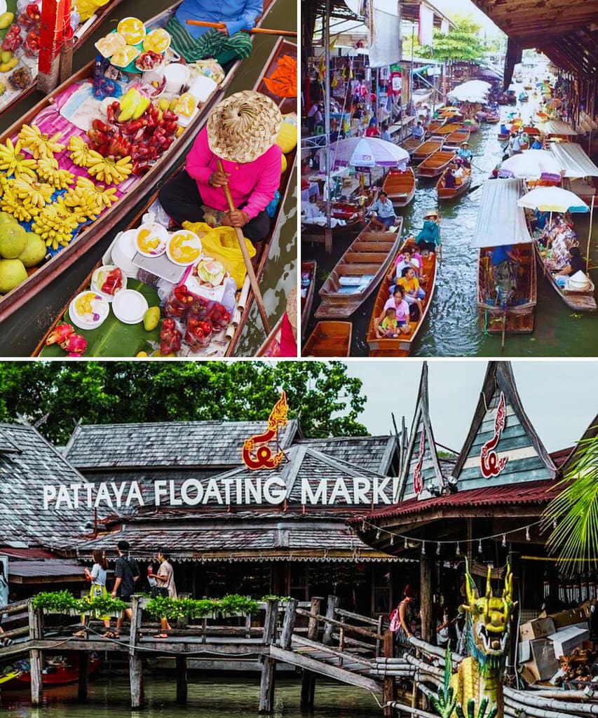 Pattaya Floating Market Review: Tourist Trap or Cultural Gem? 9 Travellers arriving by taxi and songthaew at the floating market