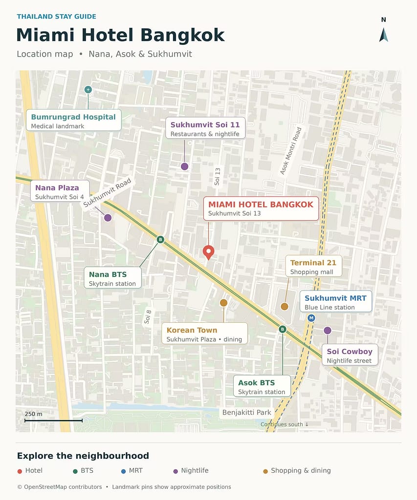 Miami Hotel Bangkok Review, Near Soi Cowboy? 3 Miami-Hotel-Bangkok-Location-Map