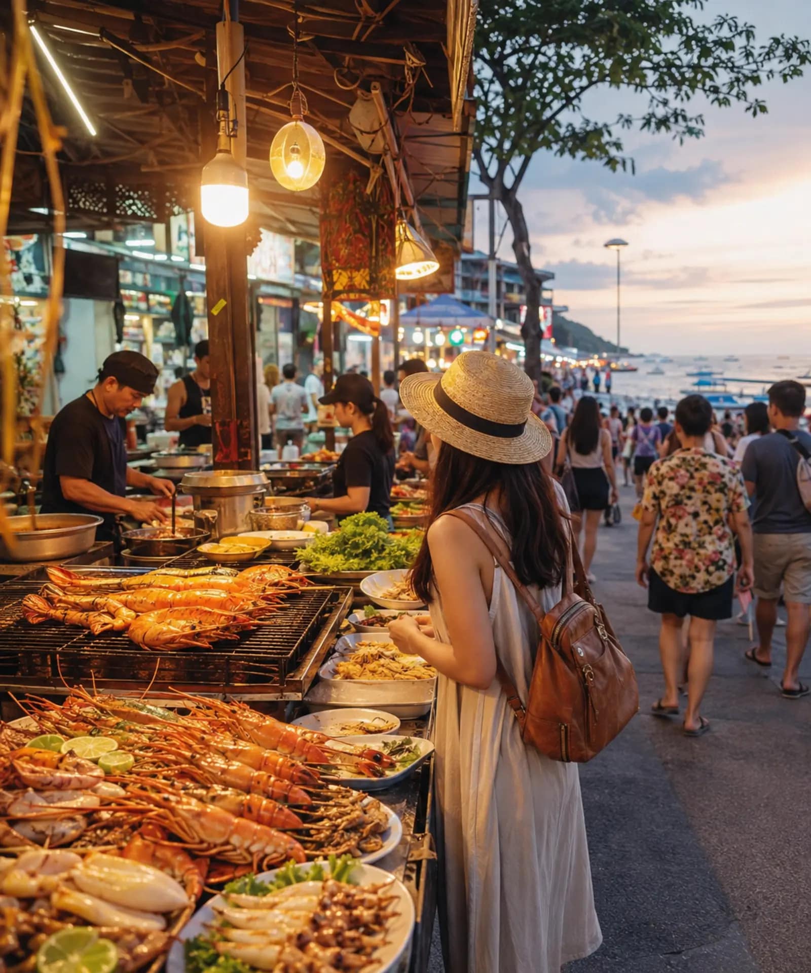 The 3 Ways to Experience Walking Street Pattaya 3 Traveller exploring seafood and street food near Walking Street Pattaya