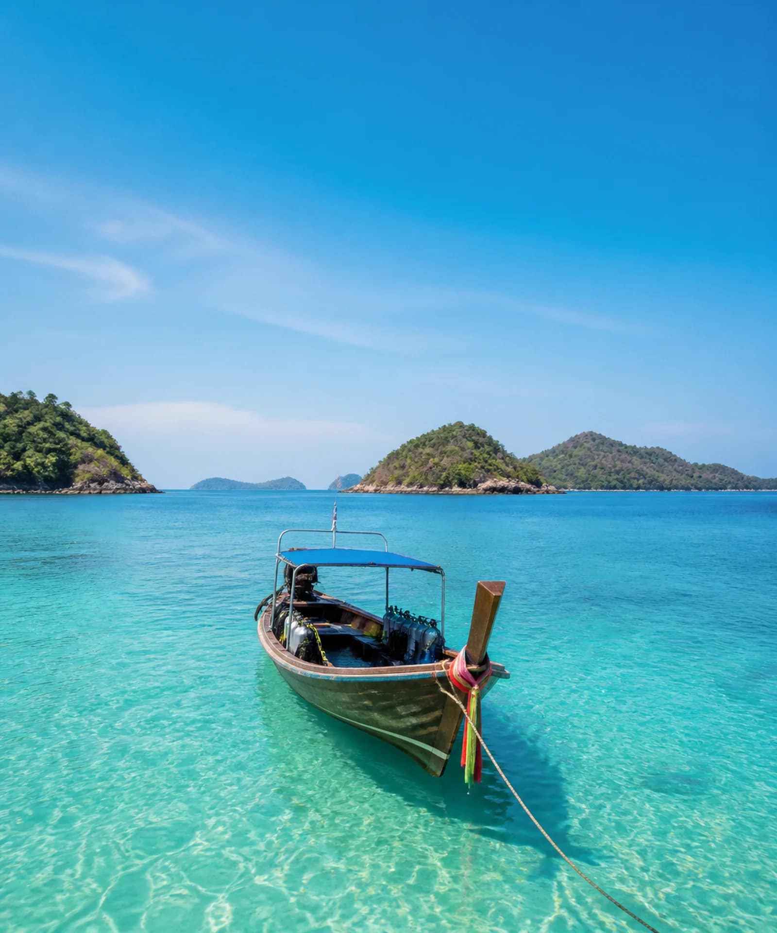 Diving in Koh Lipe: A Beginner’s Guide 4 A dive boat on calm turquoise water near Koh Lipe