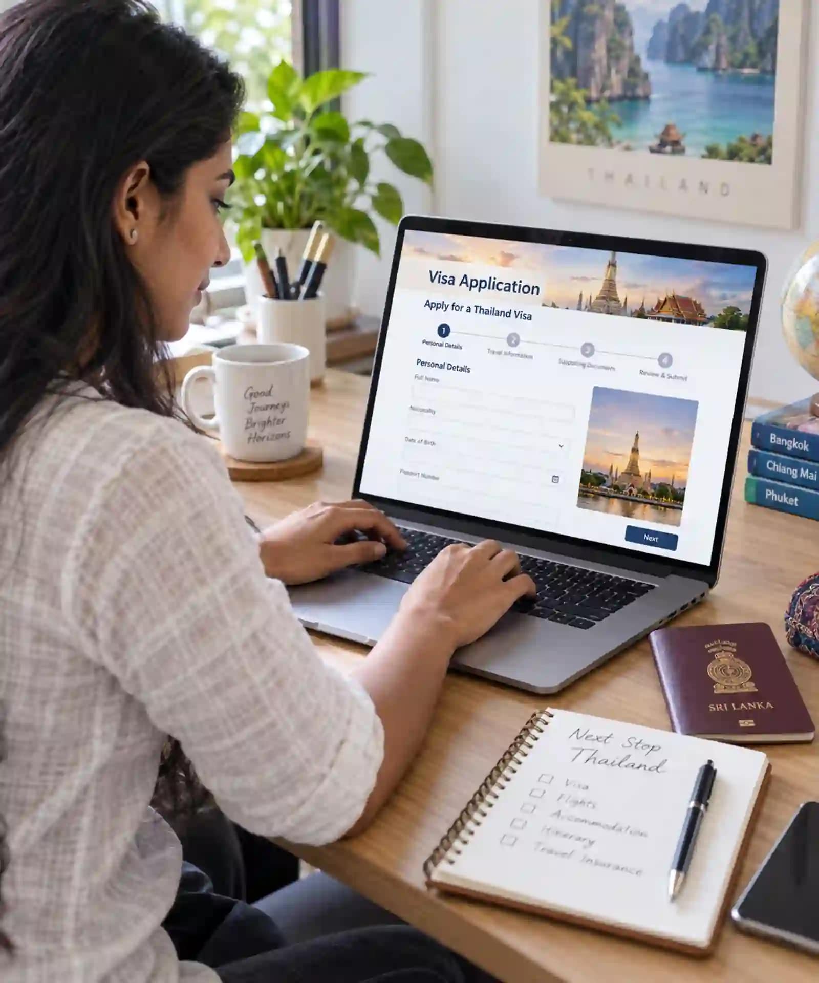 Thailand Visa for Sri Lankans: New Rules from 15 September 2026 2 Sri Lankan traveller completing an online Thailand visa application