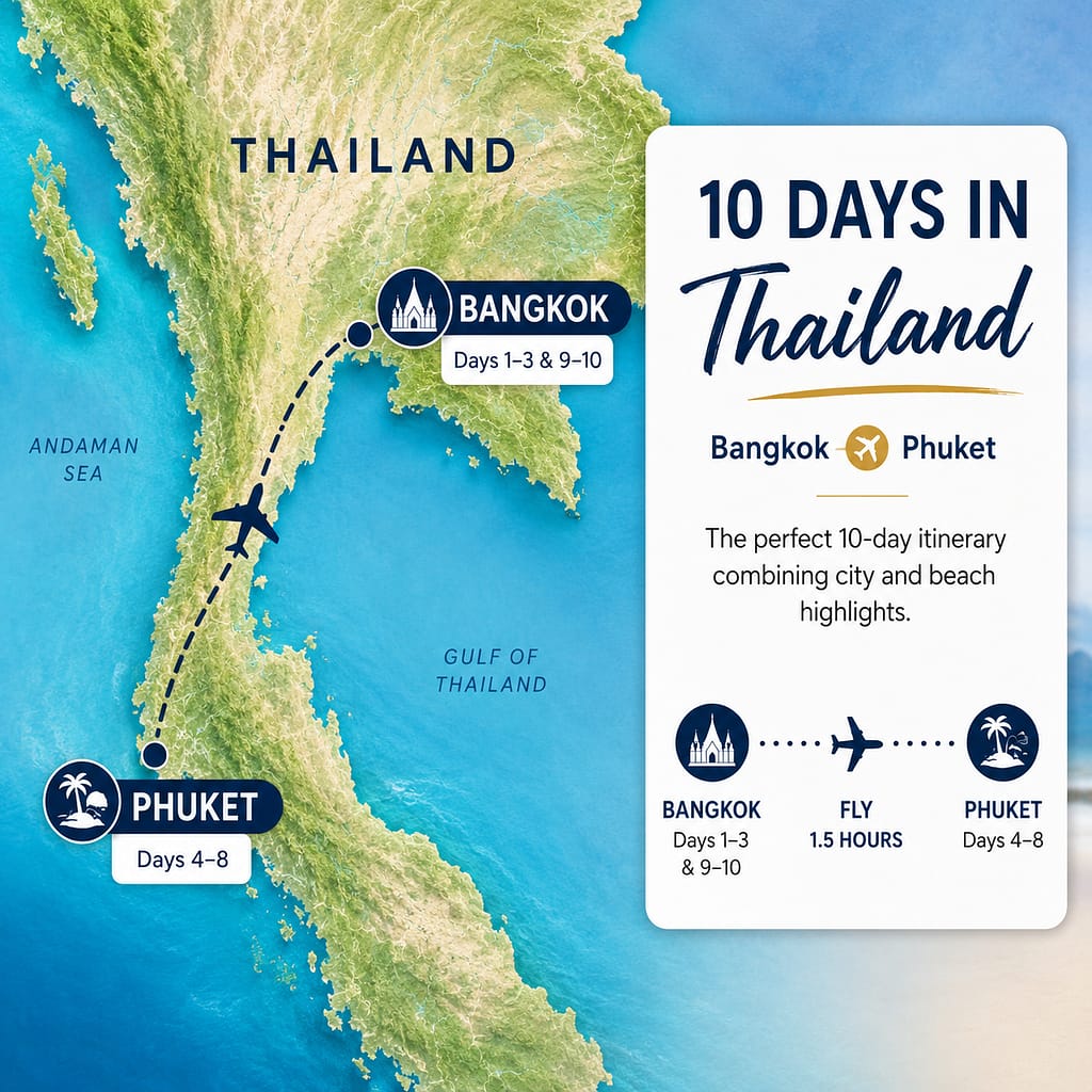 10 Days in Thailand Bangkok and Phuket Itinerary 3 Thailand-Bangkok and Phuket route for a 10-day Thailand itinerary