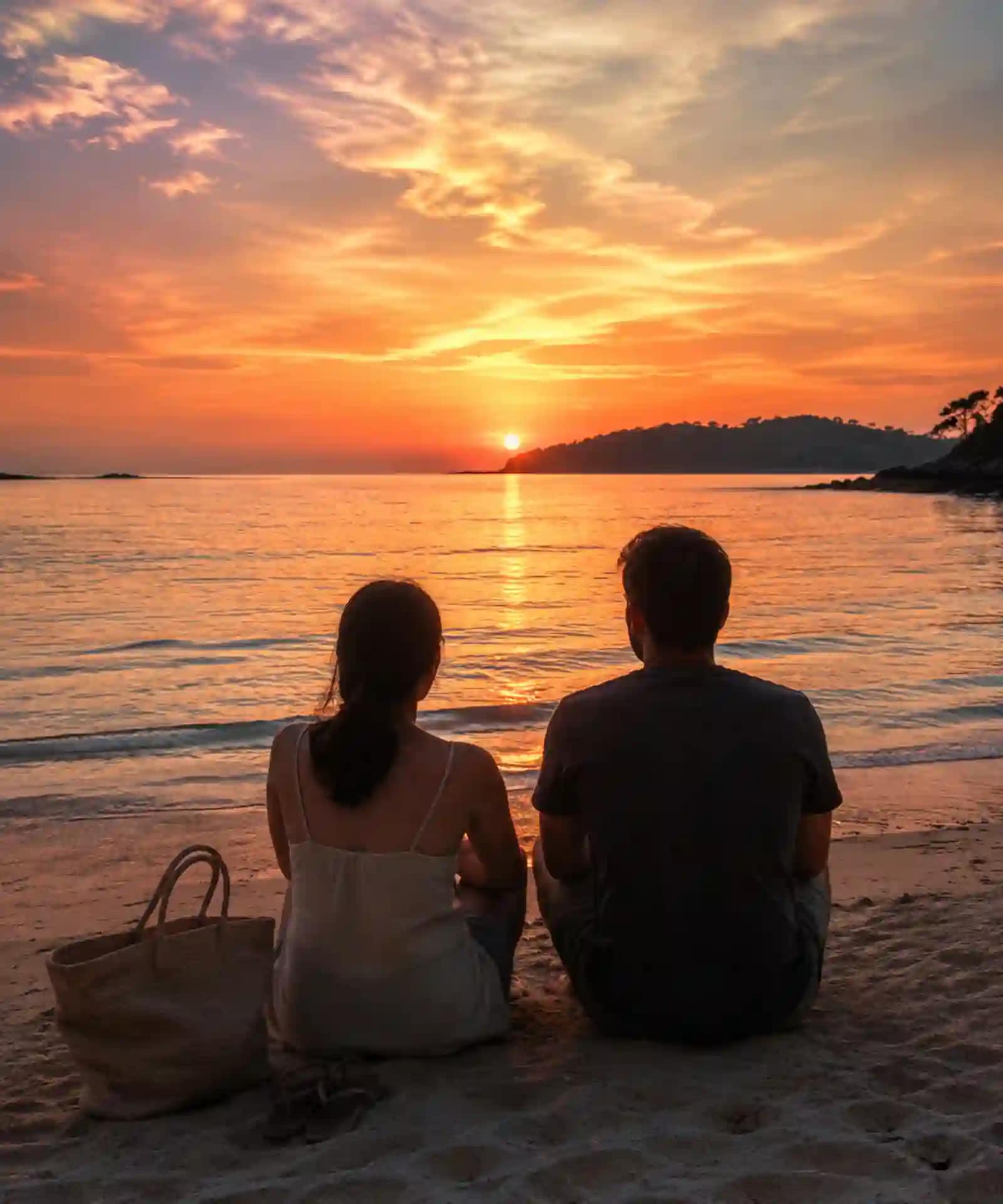 Koh Samet Sun, Sand, and Samet: What You Need to Know Before You Go 10 A couple watching a warm sunset from a quiet west-coast beach on Koh Samet