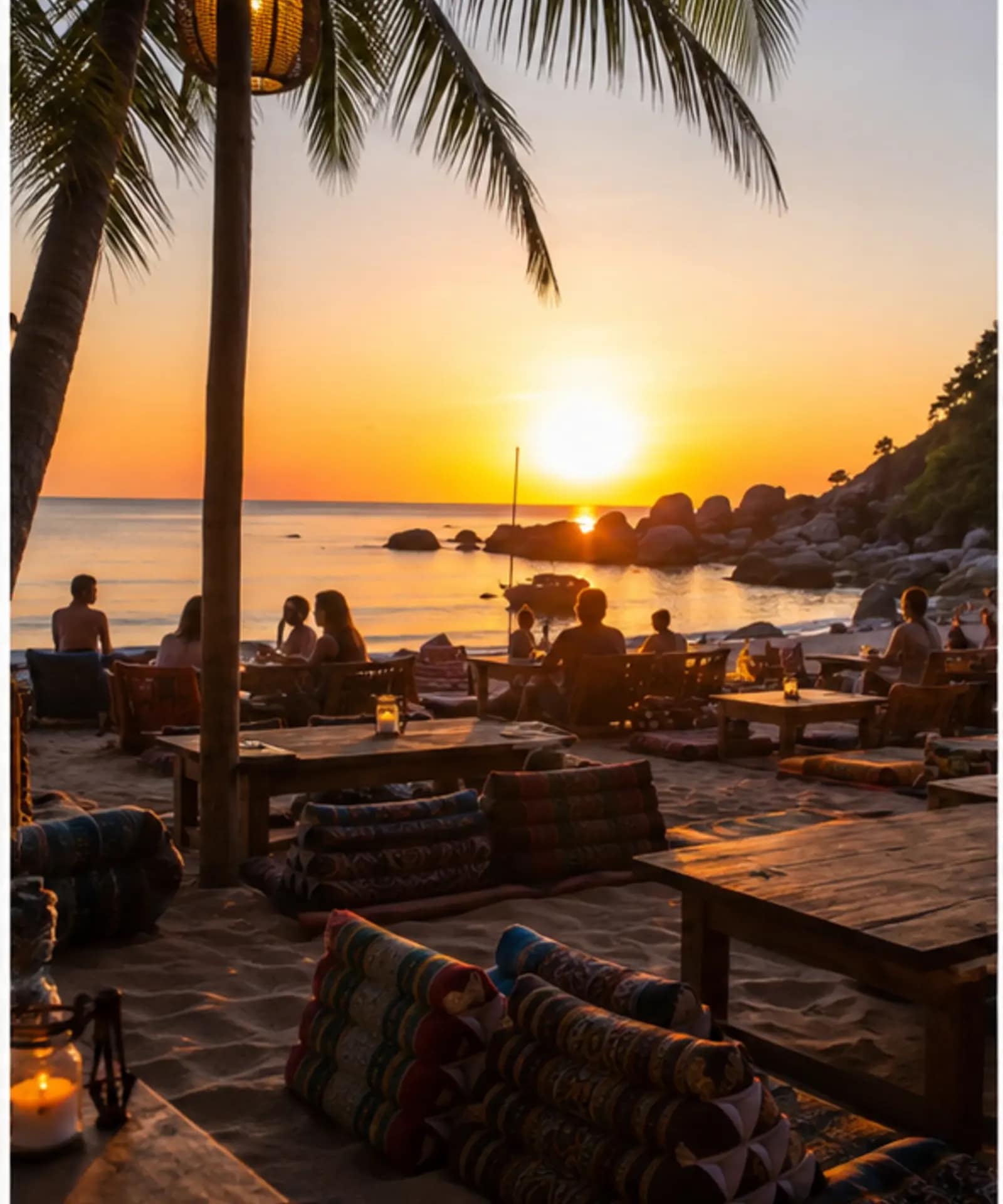 10 Best Restaurants in Koh Phangan for First-Time Visitors 36 Sunset dining at SeaTara Restaurant and Bar Koh Phangan